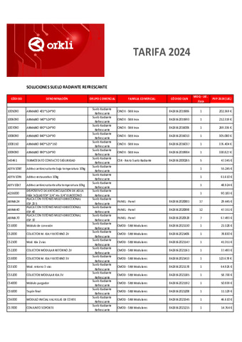 ORKLI TARIFA 2024