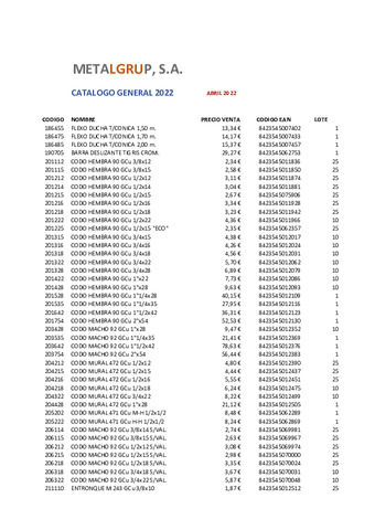 METALGRUP TARIFA GENERAL 2022 (ABRIL)